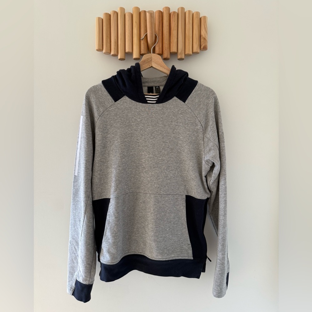 Adidas Colorblock Hoodie, Grey/Navy, Men’s Small